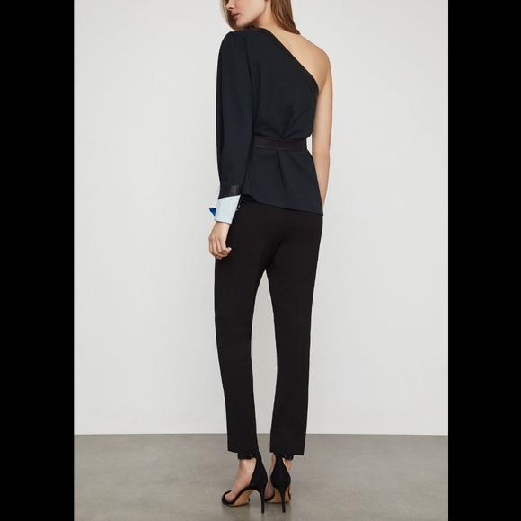 BCBGMAXAZAR One Shoulder Pleated Colorblock Top - Picture 6 of 8